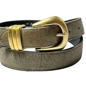 Vintage New York Style Italian Leather Womens Belt Size S Skinny Taupe 28" 80's
